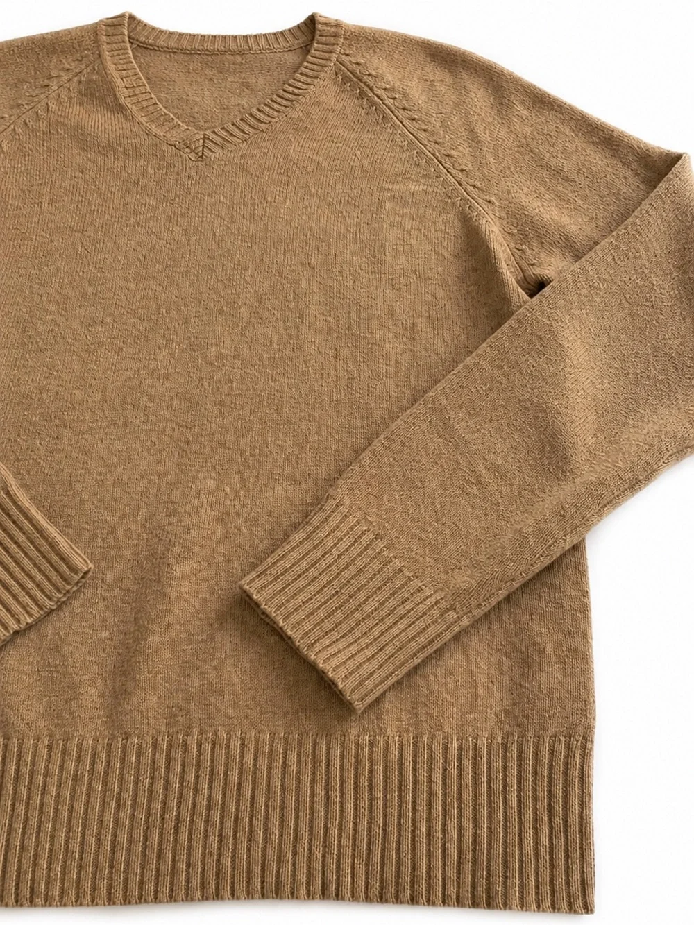 J.Crew‎ 100% Lambswool V Neck Sweater Small Camel Preppy Academia